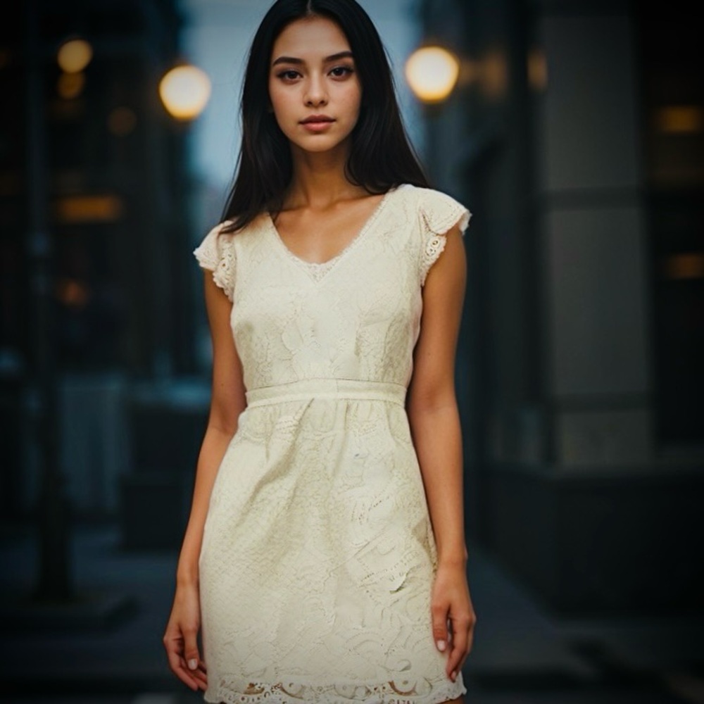 Joie White Mini Floral Lace Dress